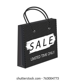 Package for goods - black, decorative ornament, brush stroke, inscription - Sale only limited time - isolated on white background - art vector