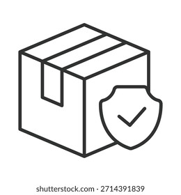 Paketgarantiesymbol im Liniendesign. Garantie, Box, Schutz, Lieferung, Logistik auf weißem Hintergrund Vektor. Paket Garantie editierbares Strichsymbol