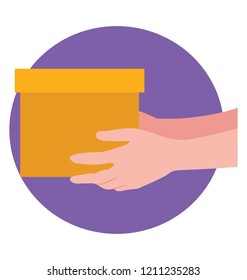 
A package in a hand depicting parcel 
