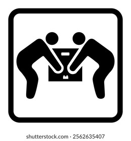 Package handling requires two people to lift icon. isolated vector symbol illustration.
