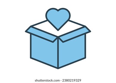Package Heart Icon. Icon related to Delivery. suitable for web site, app, user interfaces, printable etc. Flat line icon style. Simple vector design editable