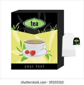 Package with herbal tea and strawberries