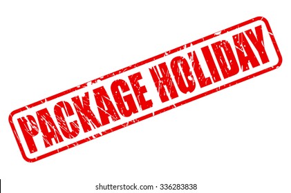 PACKAGE HOLIDAY red stamp text on white
