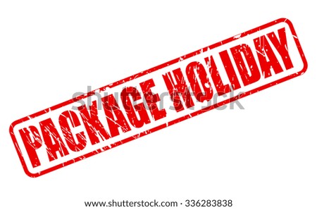 PACKAGE HOLIDAY red stamp text on white