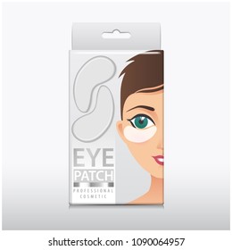 Package of Hydrating Under Eye Gel Patches. Vector illustration of white box with eye gel patches for your design