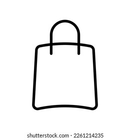 Package icon. Bag, shopping. Black contour linear silhouette. Front side view. Editable strokes. Vector simple flat graphic illustration. Isolated object on a white background. Isolate.