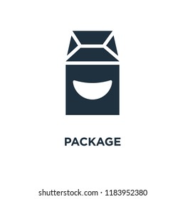 Package icon. Black filled vector illustration. Package symbol on white background. Can be used in web and mobile.