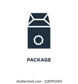 Package icon. Black filled vector illustration. Package symbol on white background. Can be used in web and mobile.