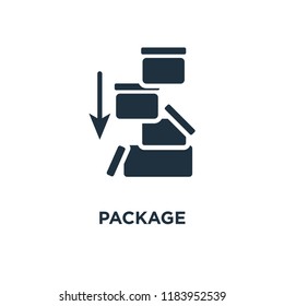 Package icon. Black filled vector illustration. Package symbol on white background. Can be used in web and mobile.