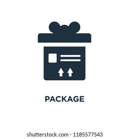 Package icon. Black filled vector illustration. Package symbol on white background. Can be used in web and mobile.