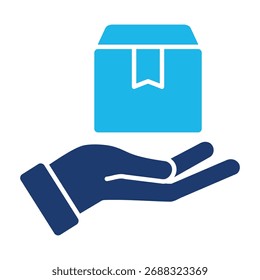 Package Icon In Blue Monochrome Flat Design, Vector Illustration