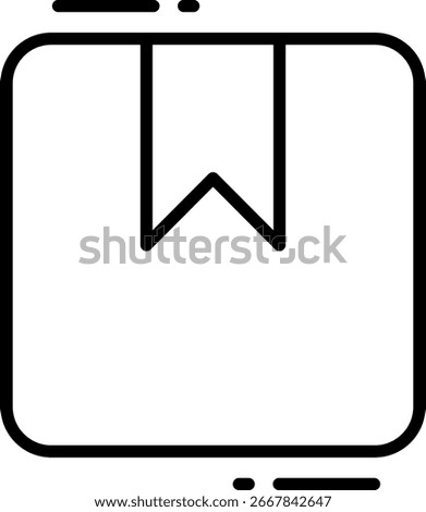 Package Icon with Bookmark, Delivery and Shipping Concept