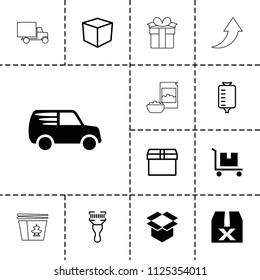 Package icon. collection of 13 package filled and outline icons such as box, question box, drop counter, bar code scanner. editable package icons for web and mobile.