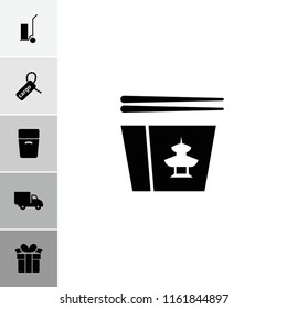 Package icon. collection of 6 package filled icons such as cargo tag, delivery car, chinese fast food, present, box. editable package icons for web and mobile.