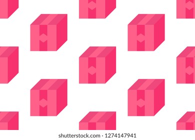 Package icon in flat style isolated on white background.  Seamless pattern stock vector illustration