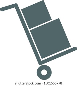 Package icon. Hand truck icon. Vector illustration