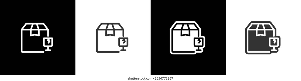 Package icon, Icons about delivery boxes and package. Delivery boxes and package, Flat and thin line icon. Package symbol collection in black, white and transparent background. Eps10.