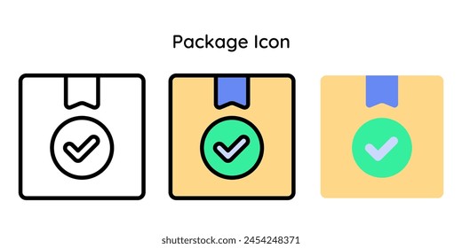 Package Icon. Line, Line Color, Flat Style.
