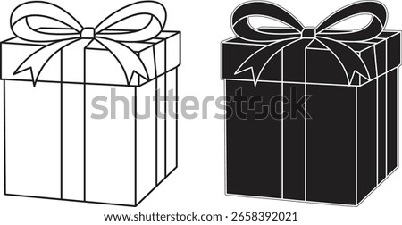 Package Icon – Minimalist Gift Box Vector with Ribbon, Surprise Present Symbol, Wrapped Hamper Illustration for Branding, Marketing, Festive Packaging and Promotions