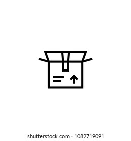 package icon. opened cardboard box symbol. relocation and delivery concept. simple clean thin outline style design.