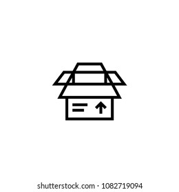 package icon. opened cardboard box symbol. relocation and delivery concept. simple clean thin outline style design.