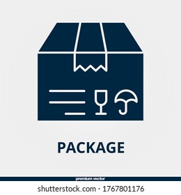 icono de paquete, icono de paquete relleno premium.