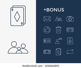 Package icon set and arrow with photo, email and relationship. Payment related package icon vector items for web UI logo design.