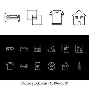 Package icon set and cloth with sleep, house and integrity. Shirt related package icon vector items for web UI logo design.