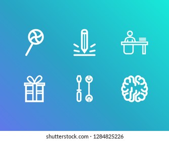 Package icon set and design with birthday, maintenance and kid. Lollipop related package icon vector for web UI logo design.