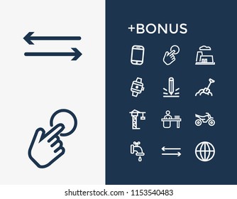 Package icon set and factory with digital, arrow and construction. Pointer related package icon vector for web UI logo design.