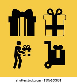 package icon set with give a gift, gift and gift delivery vector illustration