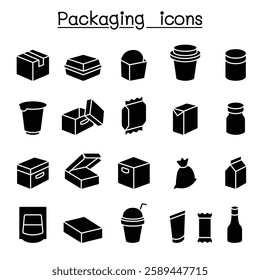 Package icon set in glyph style