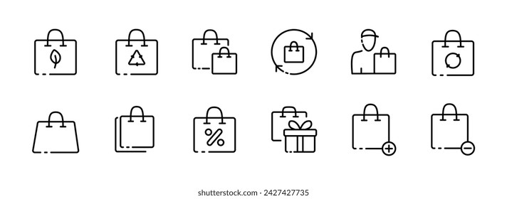 Package icon set. Linear style. Vector icons
