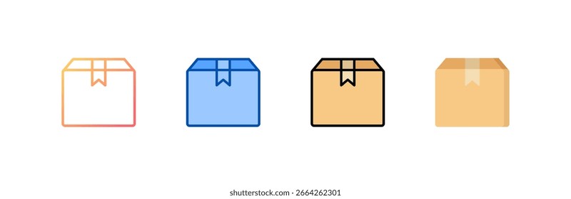 Ícone de pacote define coleção de vários estilos