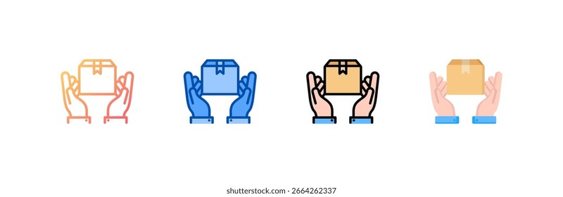 Package icon set multiple style collection