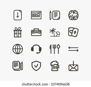 Package icon set and service with study, arrow and AI. Island related package icon vector for web UI logo design.