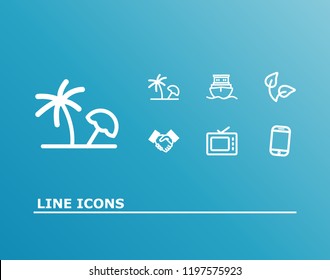 Package icon set and support with tv, ship and digital. Television related package icon vector for web UI logo design.