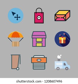package icon set. vector set about shopping bag, move, delivery and gift icons set.