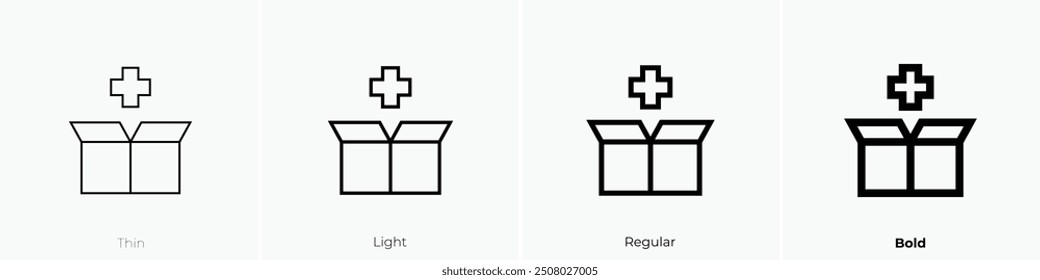 package icon. Thin, Light Regular And Bold style design isolated on white background