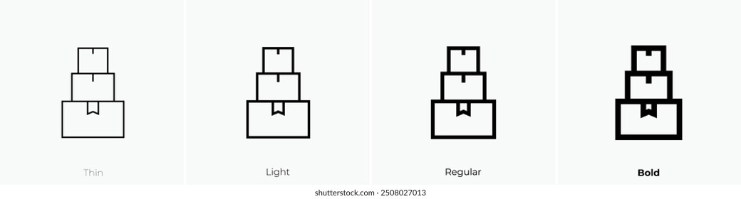 package icon. Thin, Light Regular And Bold style design isolated on white background