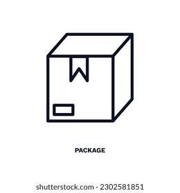 icono de paquete. Icono de paquete de línea delgada de entrega y recogida logística. Vector de contorno aislado en fondo blanco. El símbolo de paquete editable puede ser utilizado web y móvil