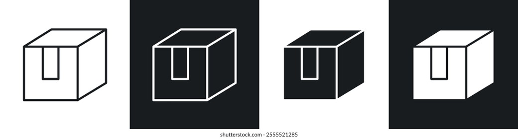 Package icon vector collection in black and white.