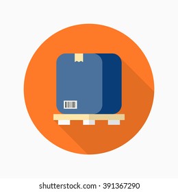 Package icon, Vector flat long shadow design. Shipping and logistics concept.
