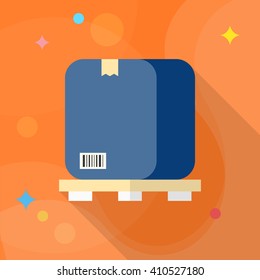 Package icon, Vector flat long shadow design. Shipping and logisticst concept.