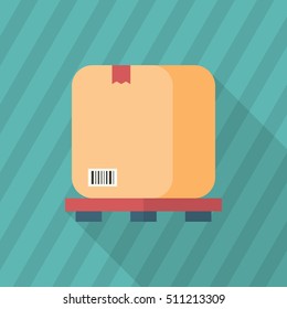 Package icon, Vector flat long shadow design. Shipping and logisticst concept.