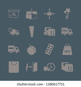 package icon. package vector icons set cream tube, apricot, free delivery and black currant berry
