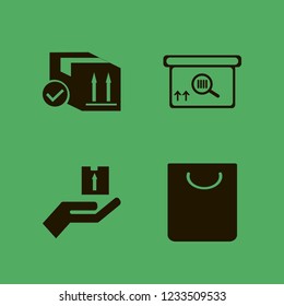 package icon. package vector icons set shopping bag, square barcode box, parcel box and hand parcel