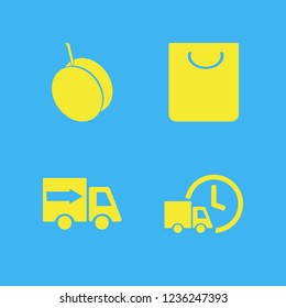 package icon. package vector icons set fast delivery truck, apricot and shopping bag