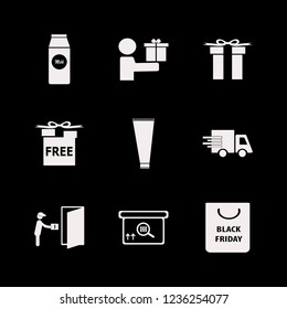 package icon. package vector icons set cream tube, gift, shopping bag and square barcode box