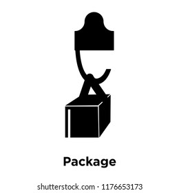 Package icon vector isolated on white background, logo concept of Package sign on transparent background, filled black symbol